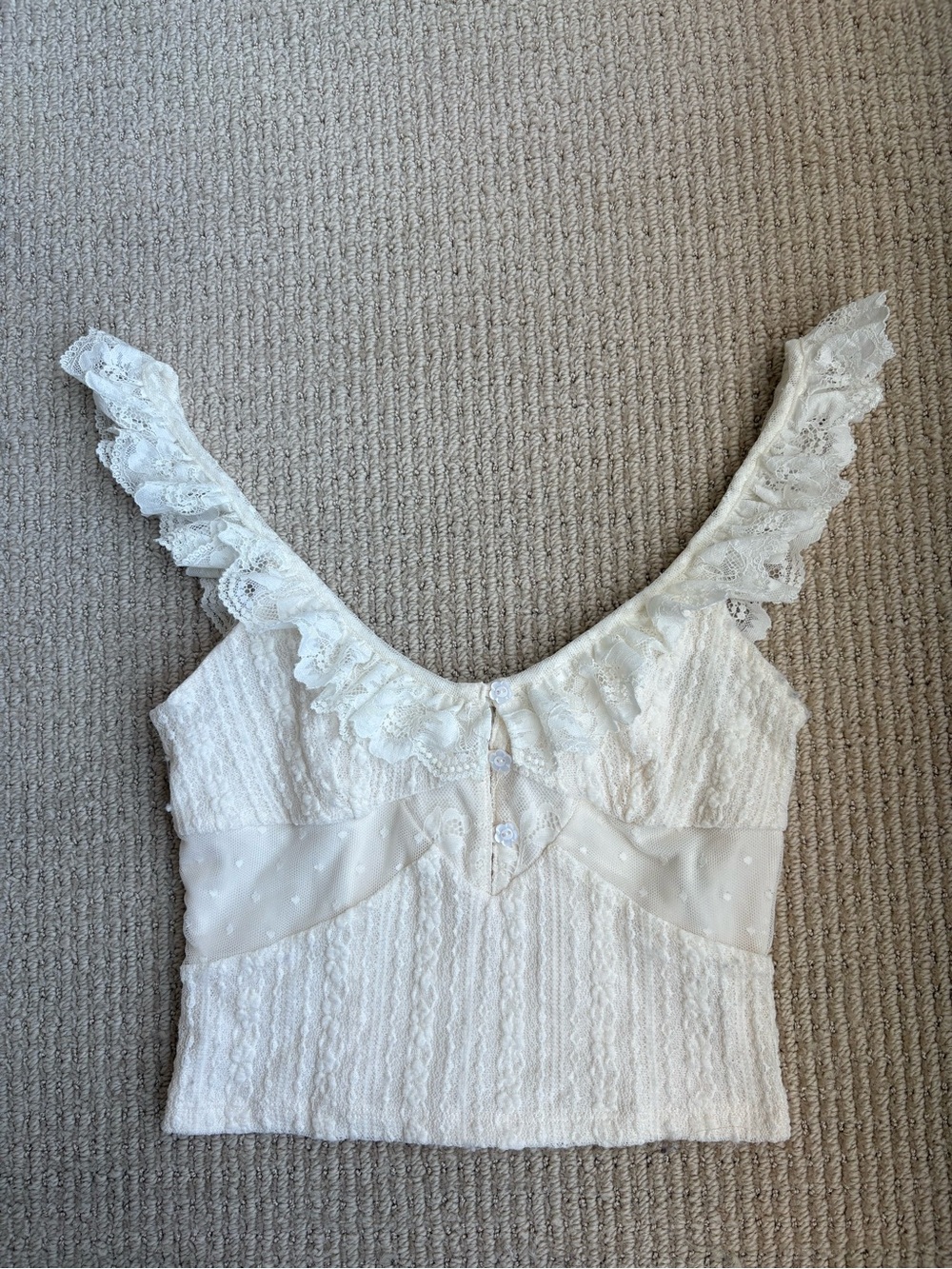 Urban Outfitters Ivory Lace-Trim Tank Top